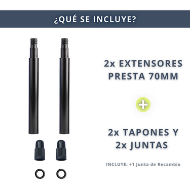 IBRIQO® Extensor 70mm Válvula Presta Bicicleta